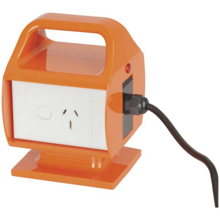Portable 15A to 10A Mains Plug Adaptor with RCD